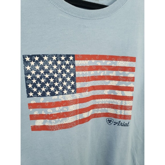 Women's Ariat American Flag Shirt 2xl  Paisley Blue Stars‎ And Stripes Patriotic - Picture 6 of 12